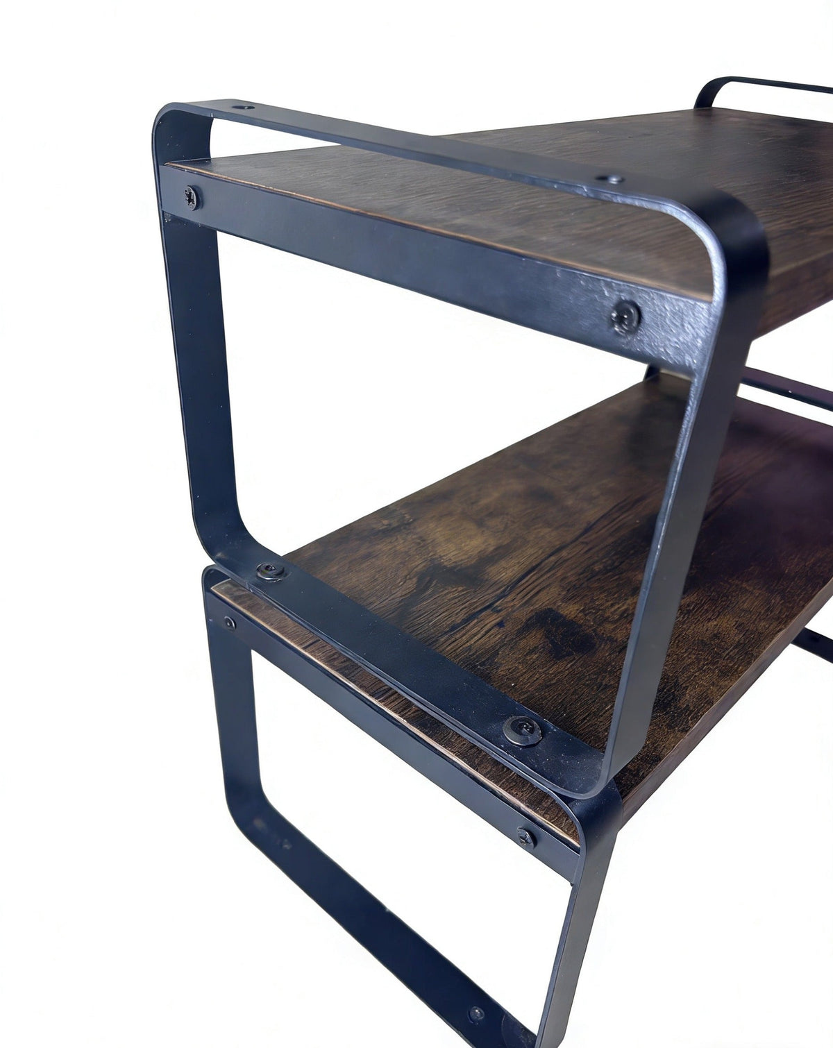 2-Tier Adjustable Storage Shelves with MDF & Metal Frame - Rustic Wood Look