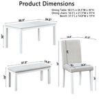 Dining Table Set with Crystal Decoration and Upholstered Chairs - Gray or White