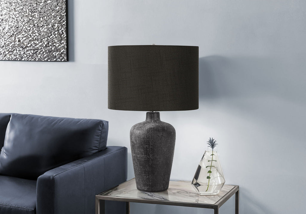 Contemporary Ceramic Table Lamp with Fabric Shade - Black