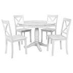 5-Piece Solid Wood Dining Set — White or Dark Gray