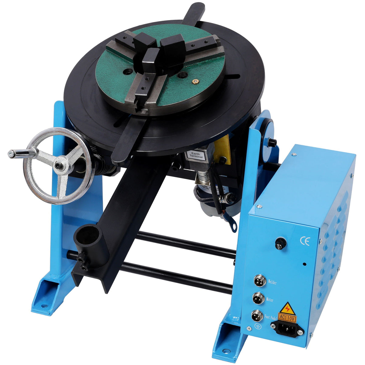 Heavy Duty Rotary Welding Positioner Turntable Table with Manual Tilt - Blue