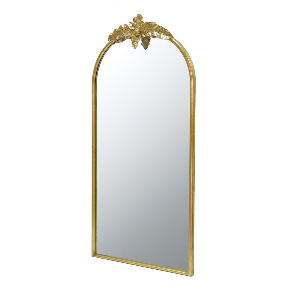 Gold Arched Wall Mirror with Metal Frame - Decorative Accent