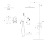 Square Shower System with Waterfall Tub Spout and Valve - Black