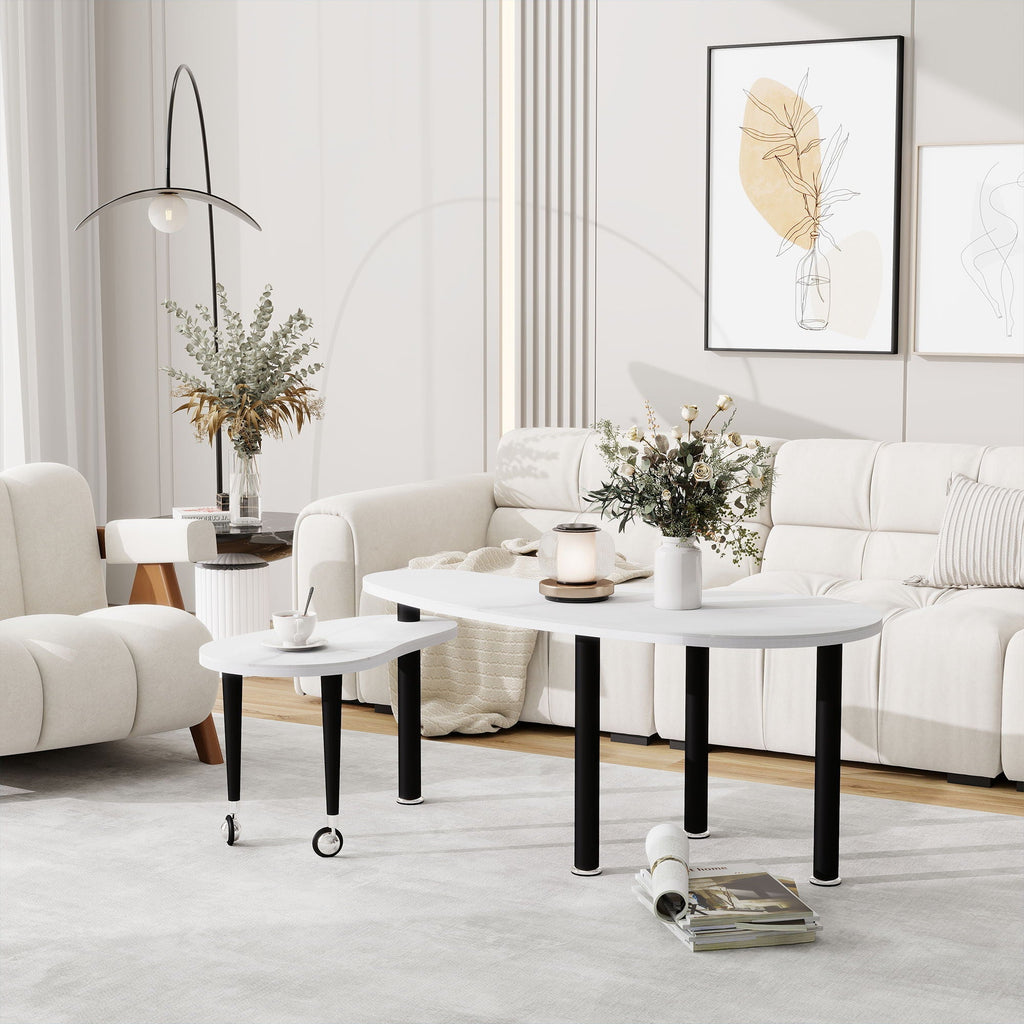 Rotatable Cocktail Table with 360 Degree Rotating Top – Solid Wood Legs
