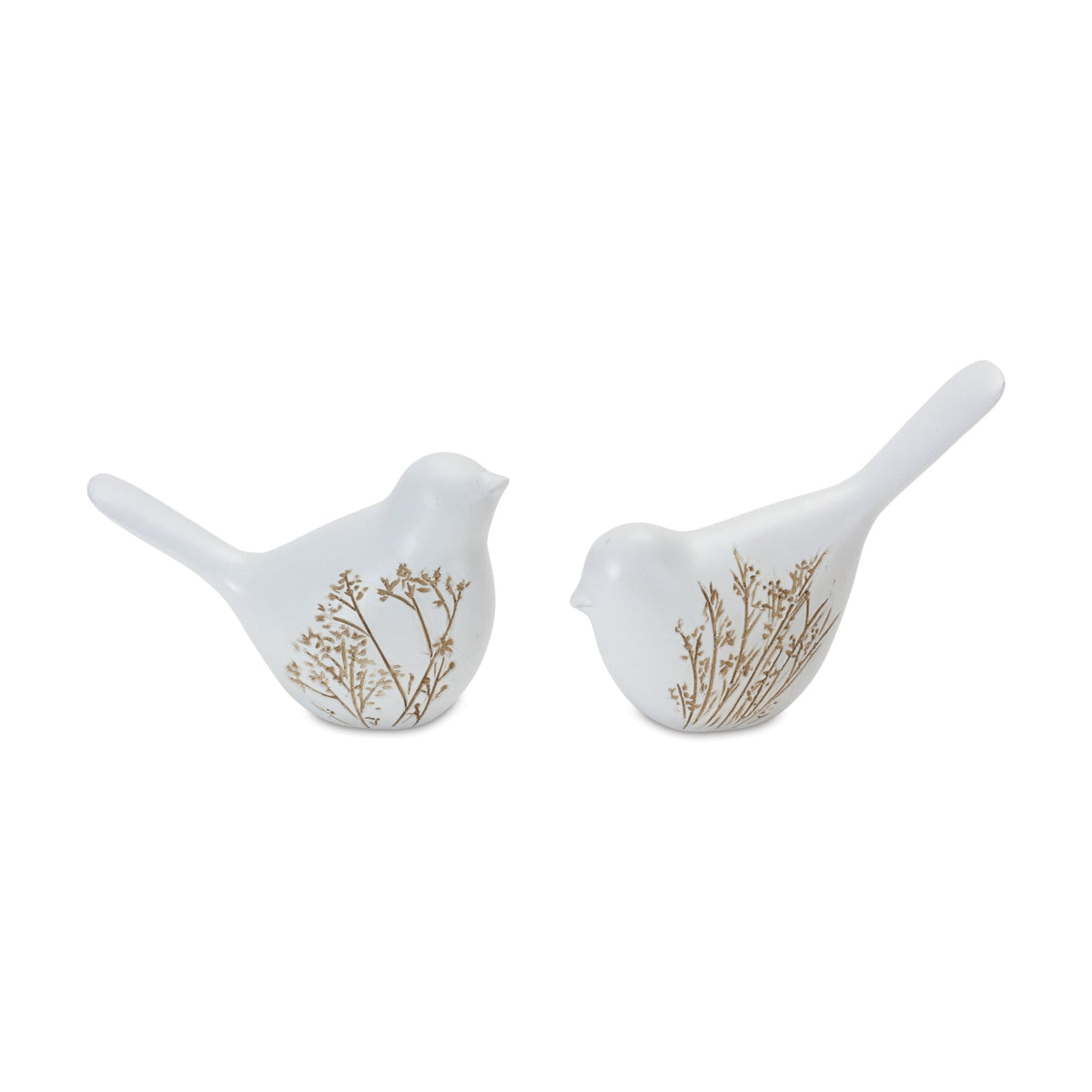 Floral etched bird figurine (set of 4)
