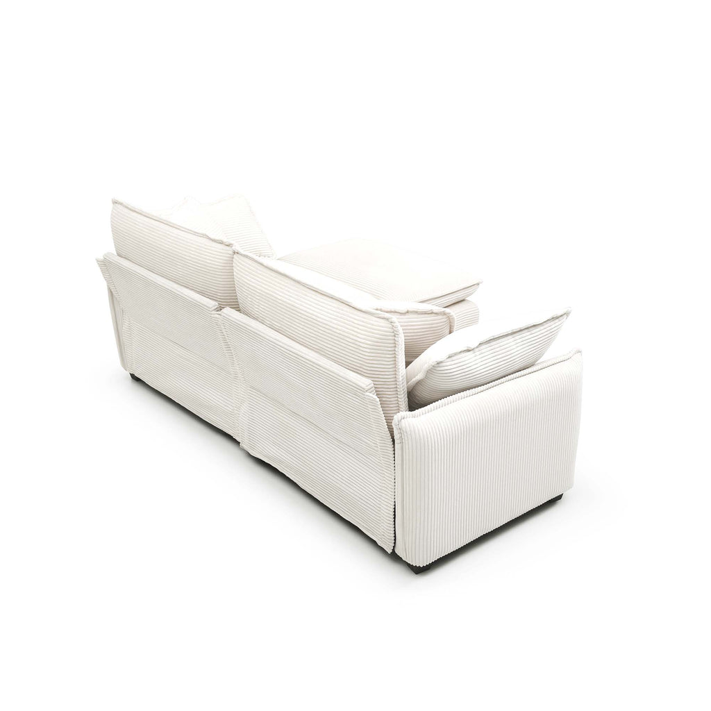 Deep Seat Sofa Set with Plush Corduroy Cushions – Beige