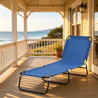 Neutral Oxford Fabric Sun Tanning Chair with Adjustable Backrest - Outdoor Lounge