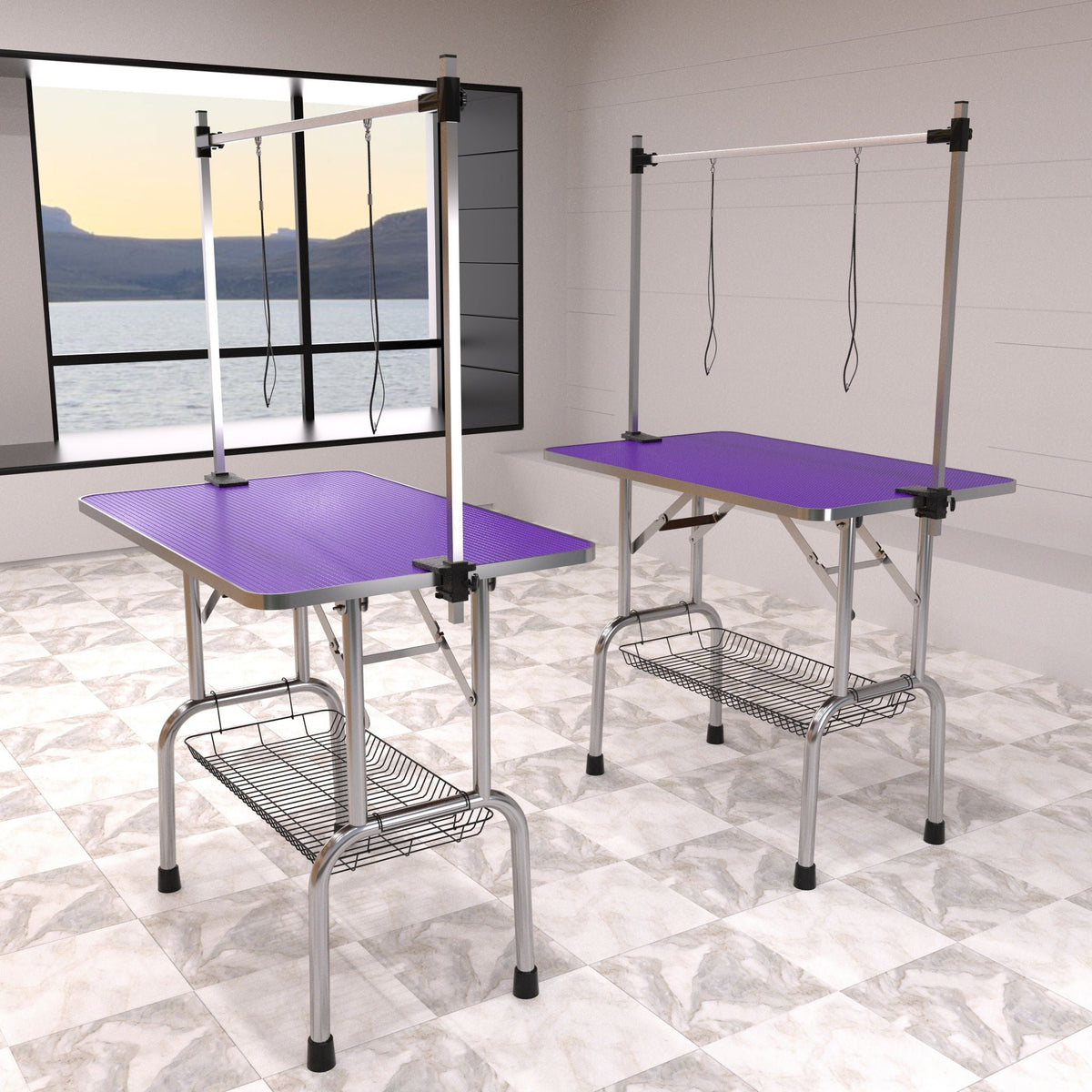 Folding Pet Grooming Table with Adjustable Arm - Multiple Colors