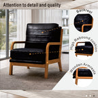 Foil Fabric Wood Armchair with Solid Wood Frame - Neutral