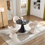 Sculptural Round Dining Table with Petal Shape and Root Texture Base - Black