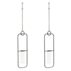 Hanging bottle vase in metal frame (set of 2)