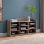 Light Brown Entryway Shoe Storage Bench with Nine Shelves - Shoe Organizer
