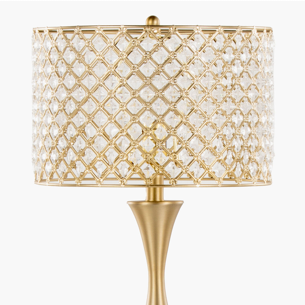 Contemporary Table Lamp with Crystalline Shade - Gold, Black, or Gray