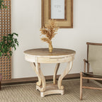 Natural Wood Grain Distressed Side Table with Curved Legs
