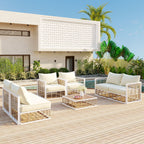 Modern Minimalist 7-Piece Metal Patio Sectional Sofa Set with Cushions - Black