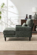 Modern Green Chaise Lounge Upholstered Sofa Recliner Chair with Solid Wood Frame