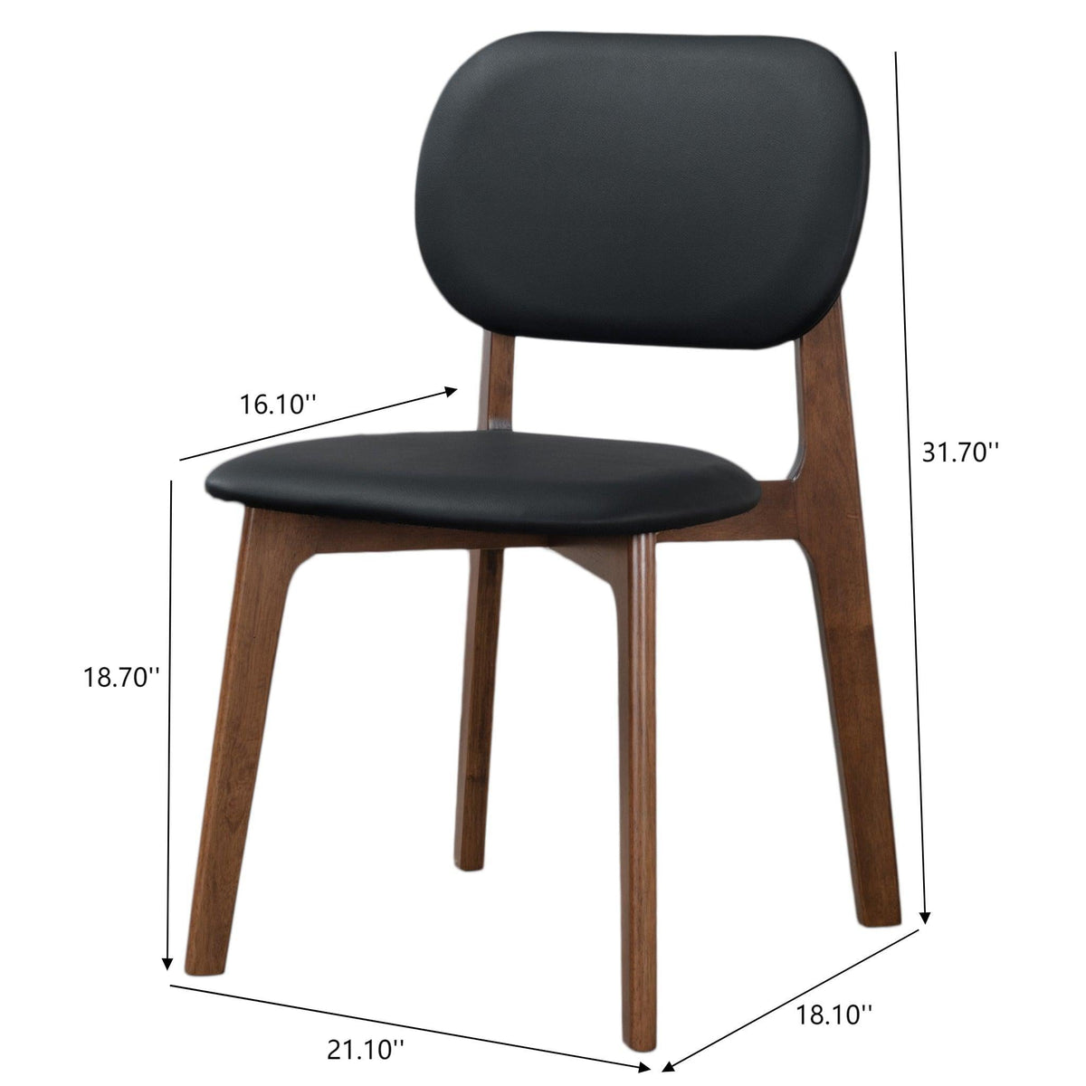 Kelsey Stylish Dining Chair Set of 2 with Solid Wood Construction - Black or Light Brown