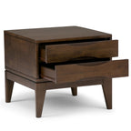 Handcrafted End Table with 2 Drawers - Light Brown, Dark Brown, or Black
