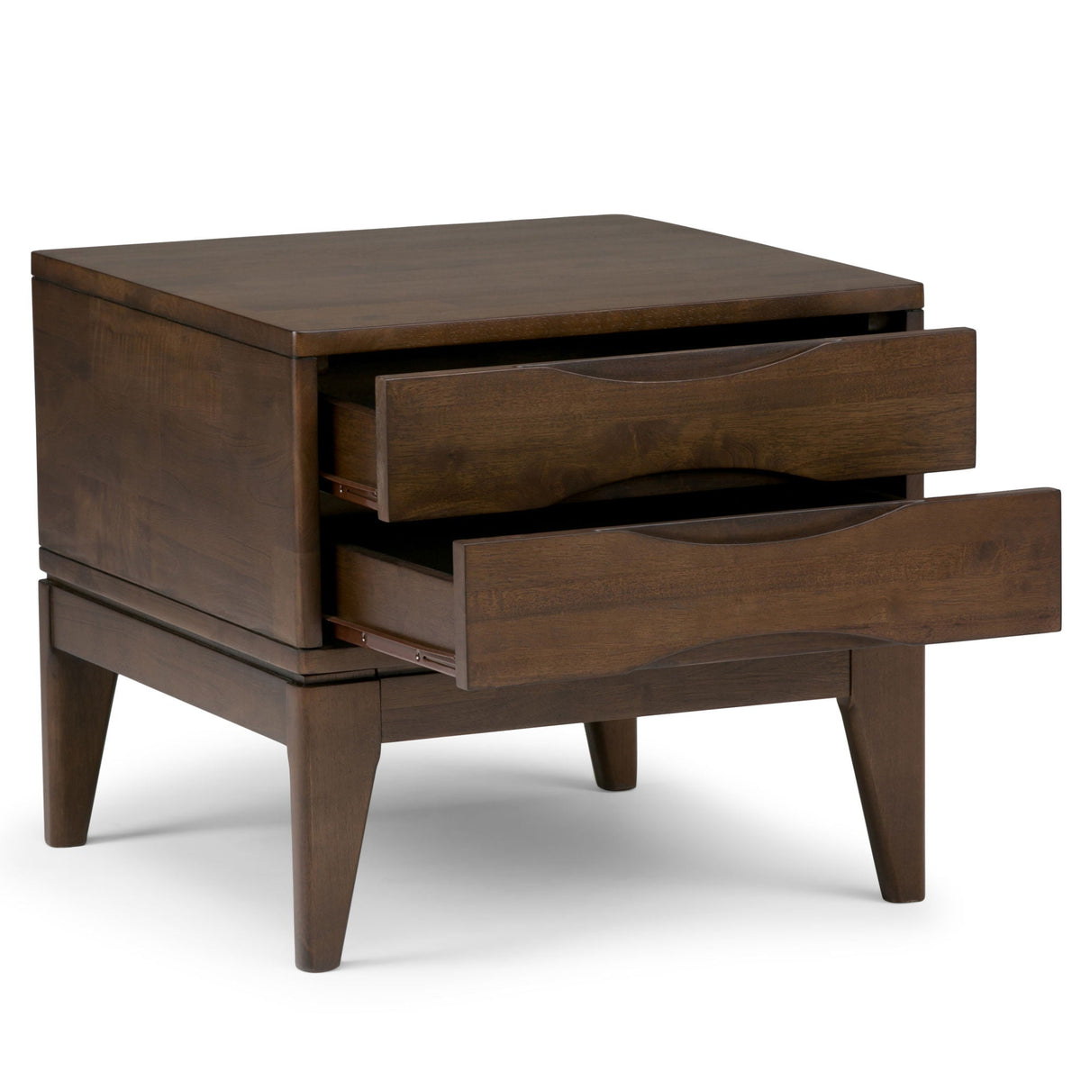Handcrafted End Table with 2 Drawers - Light Brown, Dark Brown, or Black