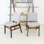 Brown / Light Gray Dining Chair Set with Solid Wood Frame - Set of 2