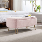 Faux Fur Storage Ottoman Bench with Padded Upholstery - Multiple Colors