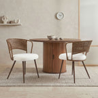 Farmhouse Style Wicker Dining Chair with Wing-Back Design - Light or Dark Brown