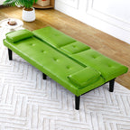 Foldable Sofa Bed with Cup Holder and Solid Wood Frame - Multiple Colors
