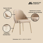 Upholstered Dining Chair with High-Density Foam - Beige, Gray, or White