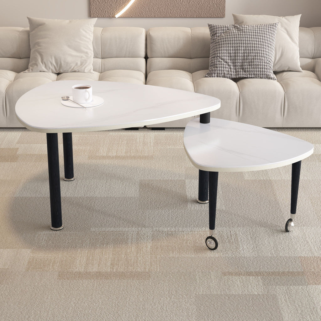 360 Degree Rotatable Coffee Table with Solid Wood Legs - Available in Multiple Colors