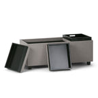 Avalon Upholstered Storage Ottoman with Flip-Over Serving Trays - Multiple Colors