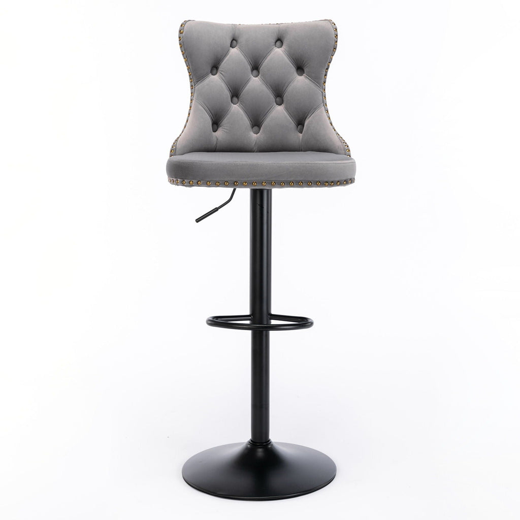 Modern Adjustable Swivel Barstools with Tufted Back - Multiple Colors (Set of 2)