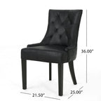 Black Microfiber Dining Chair Set of 2 with Tufted Backrest - Cheney