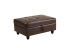 Brown Faux Leather Sectional Sofa Set with Left-Facing Chaise - Brown