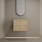 Modern Wall Mounted Bathroom Vanity with Soft Closing Doors - Light Brown