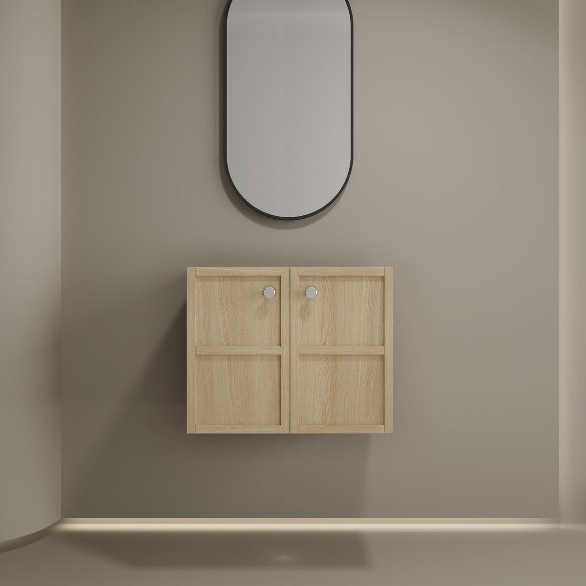 Modern Wall Mounted Bathroom Vanity with Soft Closing Doors - Light Brown
