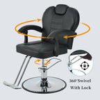 Classic Reclining Barber Chair with Hydraulic Pump - Red or Black