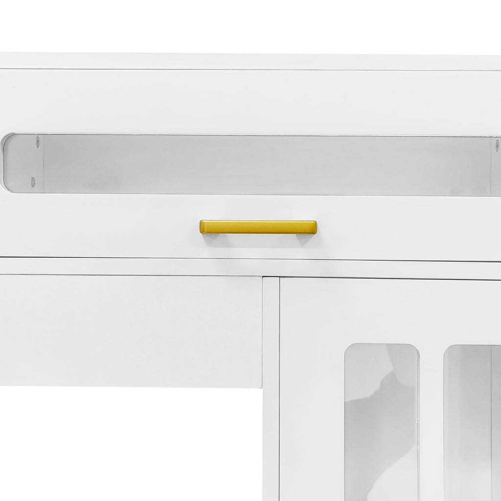 Wall Unit Entertainment Center with Glass Doors - White or Black