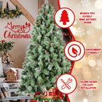 8 Ft Full-Bodied Pre-Decorated Pinecone Christmas Tree with Pine Cones - Green