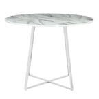 Contemporary Glam Dining Table with Round Marble Top - Pearl Silver, Gold, or Black