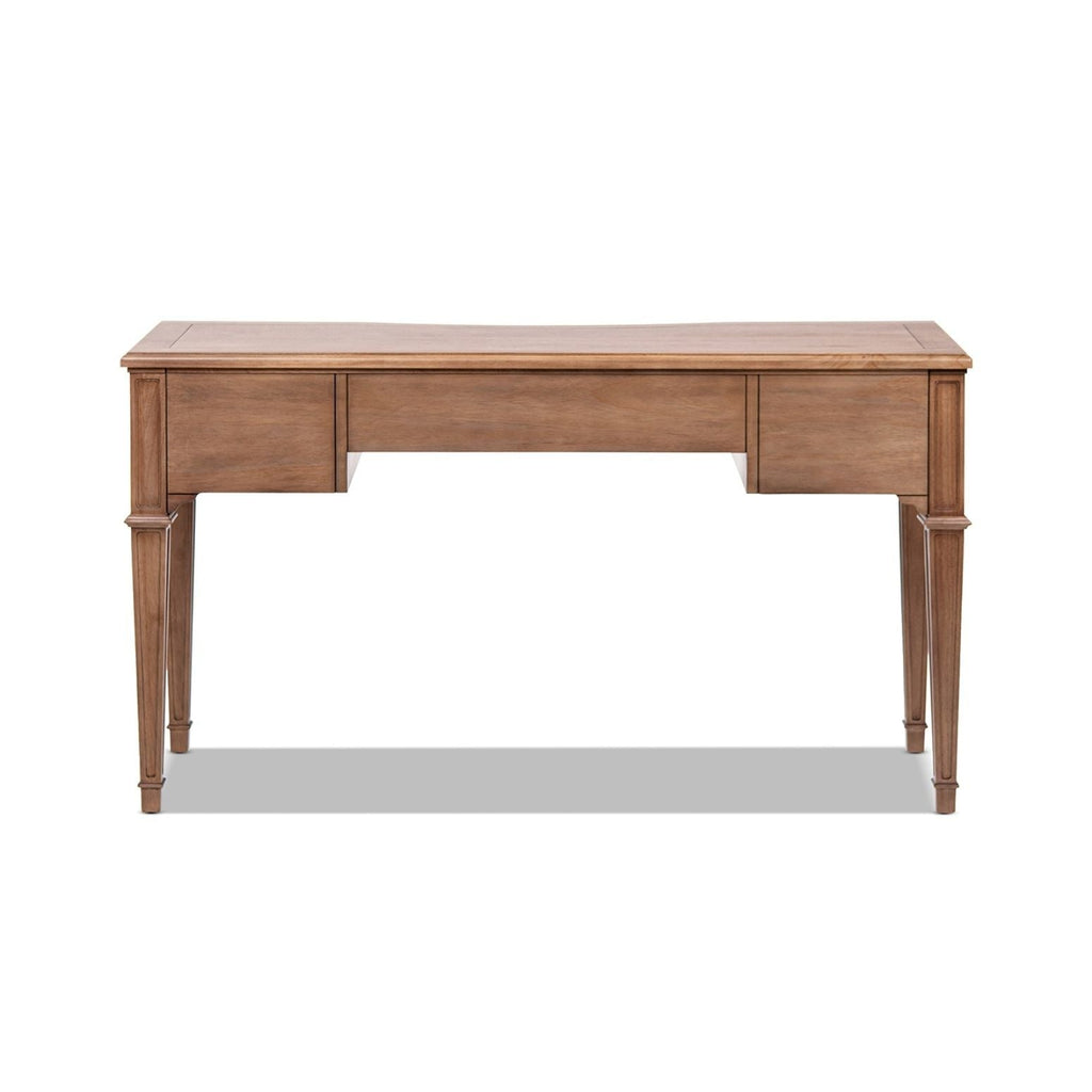 Brown Executive Desk with 3 Drawers - Satin-Gold Hardware