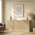 Natural Wood Sideboard Cabinet with Adjustable Storage – Farmhouse Buffet