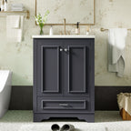 Modern Bathroom Vanity with Ceramic Sink Combo and Storage Cabinet - Multiple Colors