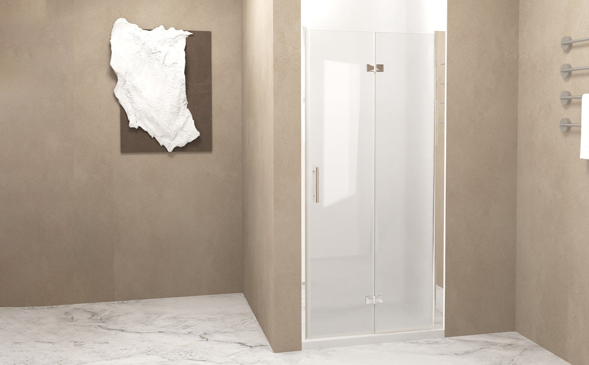 Bifold Shower Door with 6mm Tempered Glass - Brushed Nickel