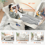 270° Power Swivel Rocker Recliner Chair, Light Gray