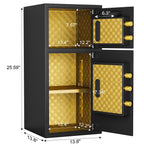 Large Double Door Digital Security Safe with Fireproof and Waterproof Bag - Black