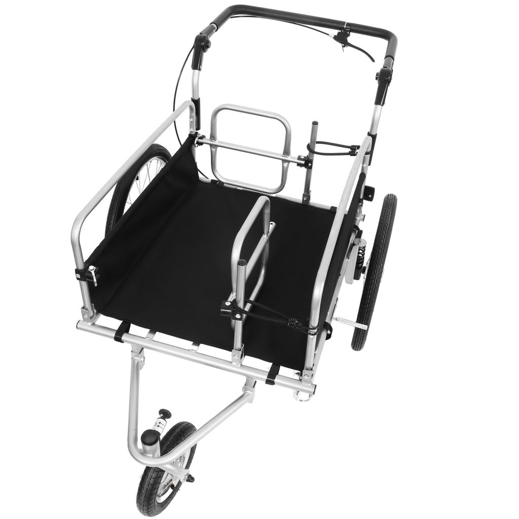 3-in-1 Heavy-Duty Bike Cargo Trailer with Steel Frame & Suspension - Black + Gray
