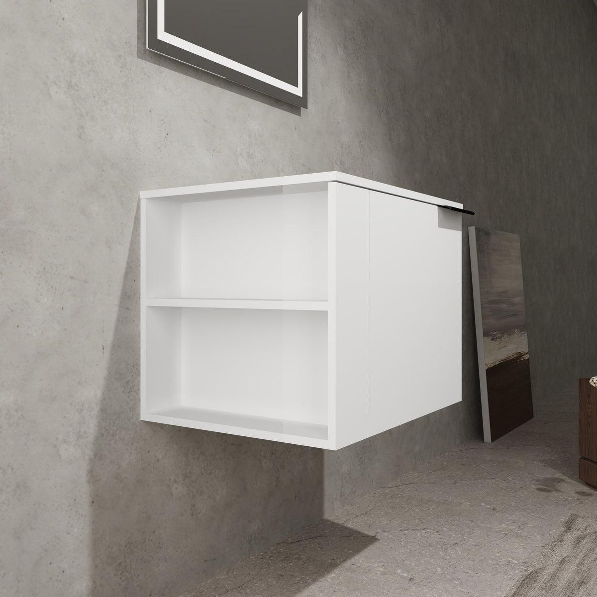 Modern Bathroom Vanity with Side Storage - Light Brown or White
