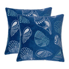Seashells Pillow Cover with Hidden Zipper - Blue or Light Blue