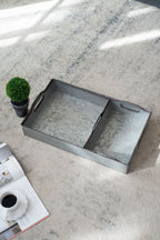 Decorative Galvanized Nesting Trays with Rustic Design - Gray