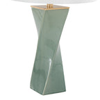 Curvo Square Contemporary Table Lamp with Twisted Ceramic Base - Green or Beige